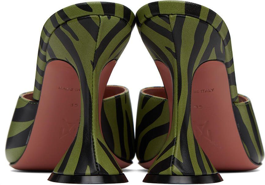 Amina Muaddi Green  Black Lupita Heeled Sandals