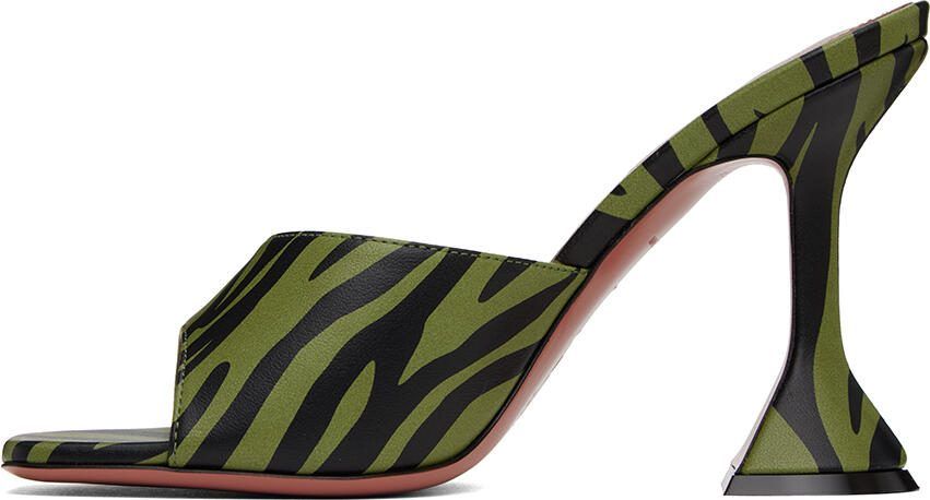 Amina Muaddi Green  Black Lupita Heeled Sandals - Picture 3