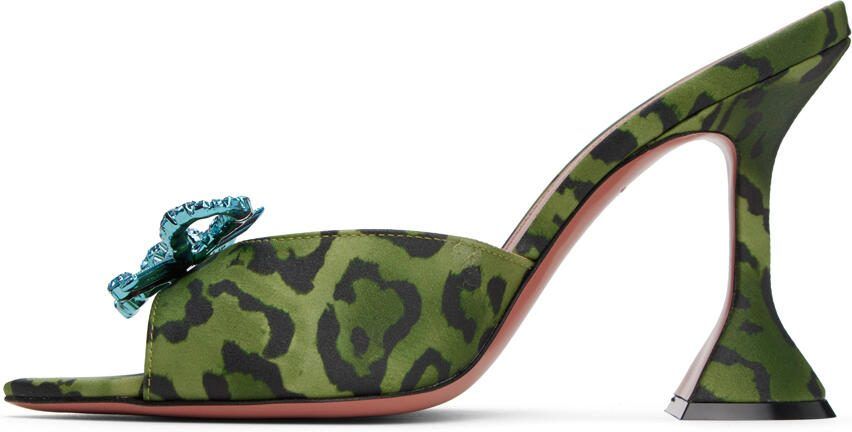 Amina Muaddi Green  Black Rosie Slipper Heeled Sandals - Picture 3