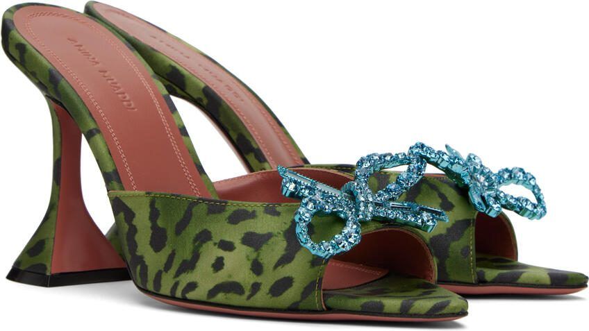 Amina Muaddi Green  Black Rosie Slipper Heeled Sandals - Picture 2
