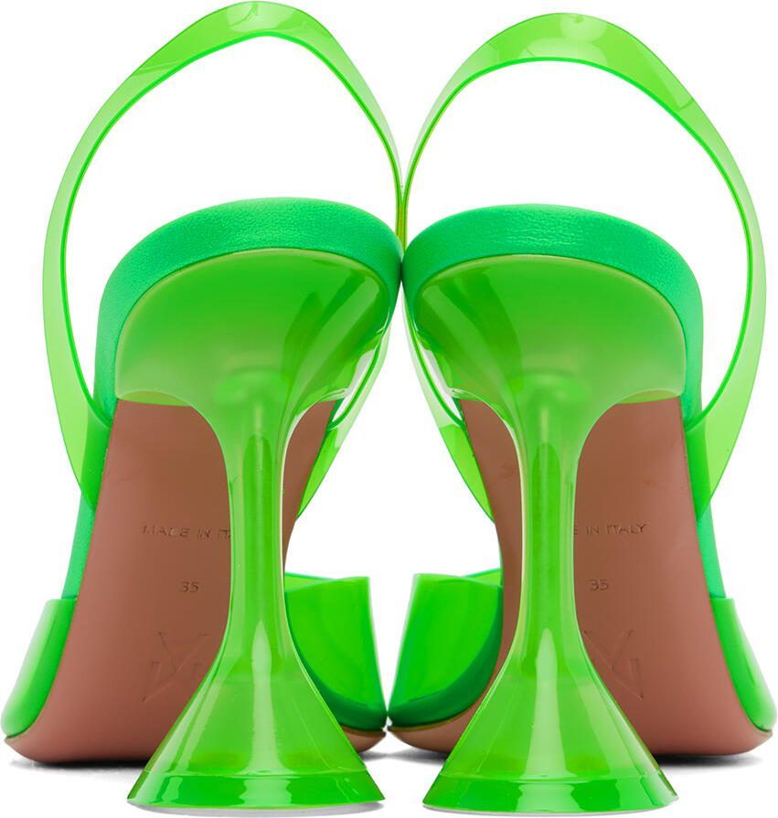 Amina Muaddi Green Holli Glass Sling Heels