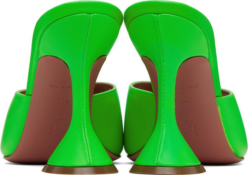 Amina Muaddi Green Lupita Slipper Heeled Sandals