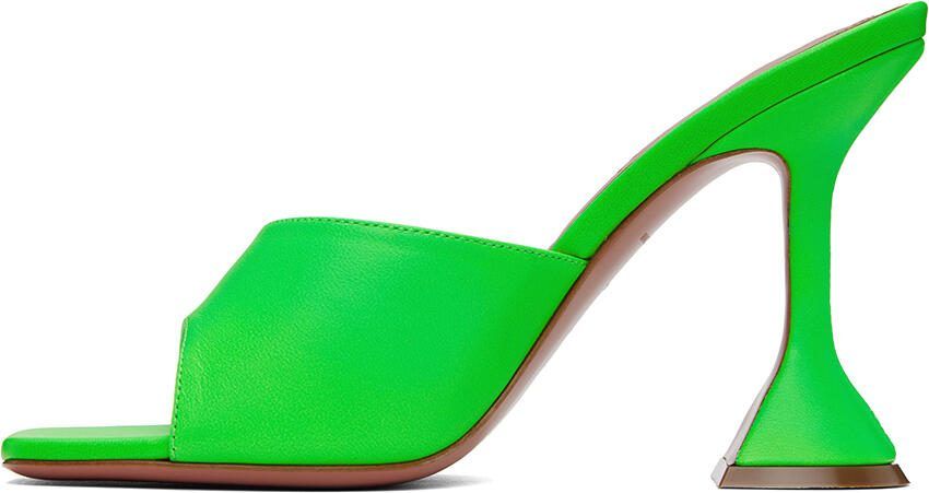 Amina Muaddi Green Lupita Slipper Heeled Sandals - Picture 3