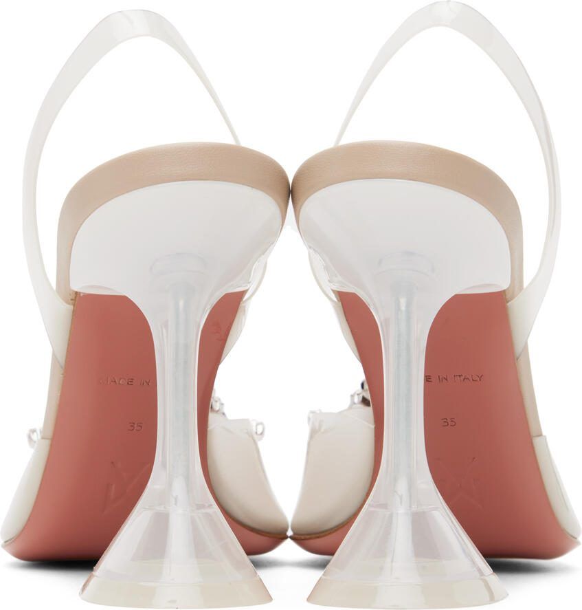 Amina Muaddi Off-White Begum Glass Heels