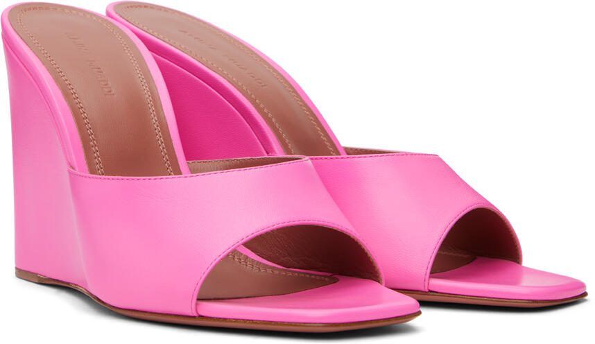 Amina Muaddi Pink Lupita Wedge Heeled Sandals - Picture 2