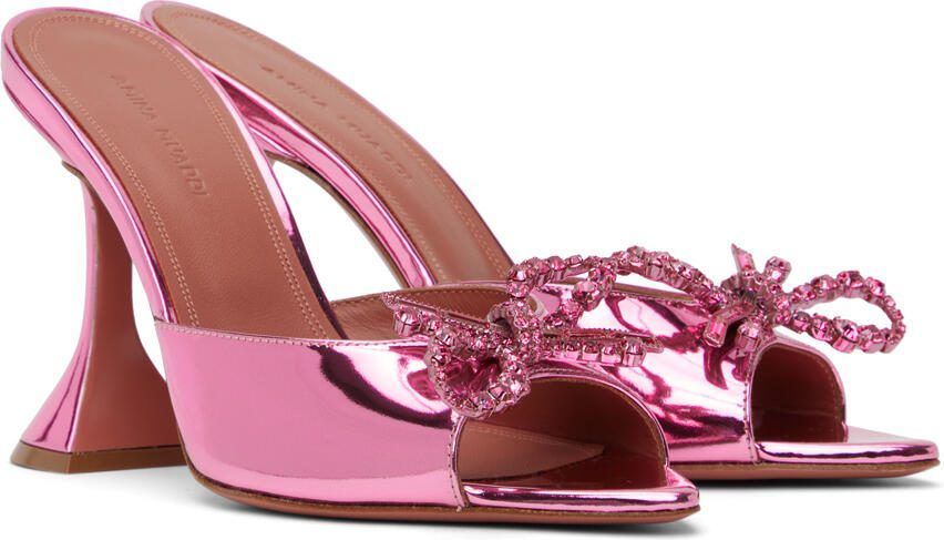 Amina Muaddi Pink Rosie Slipper Heeled Sandals - Picture 2