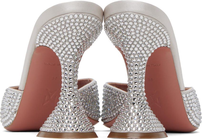 Amina Muaddi Silver Caroline Crystal Heeled Sandals