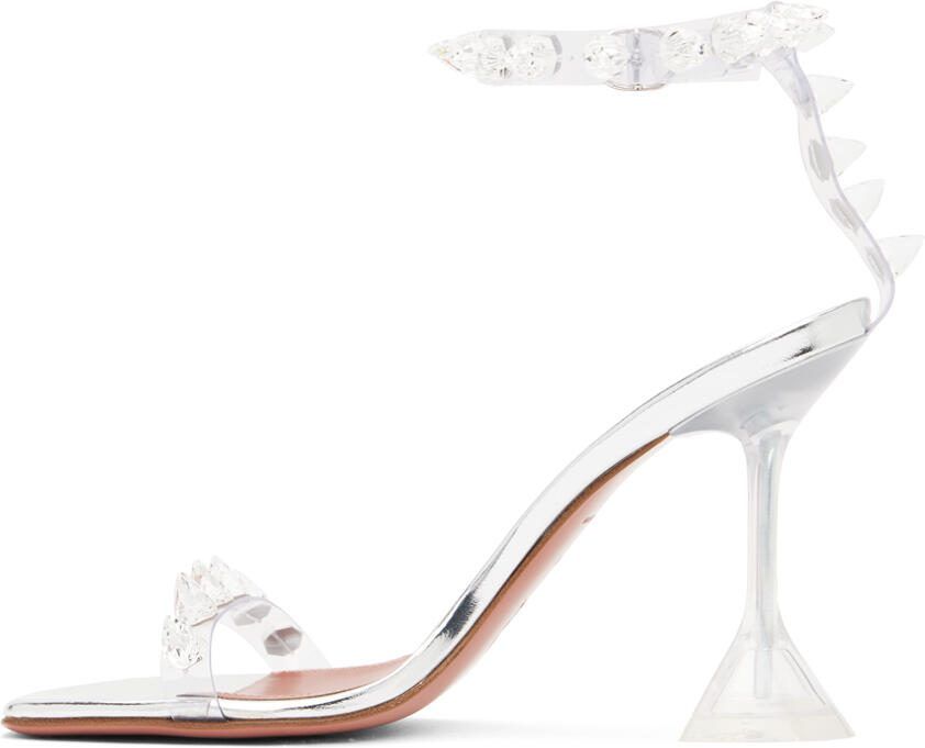 Amina Muaddi Silver Julia Heeled Sandals - Picture 3