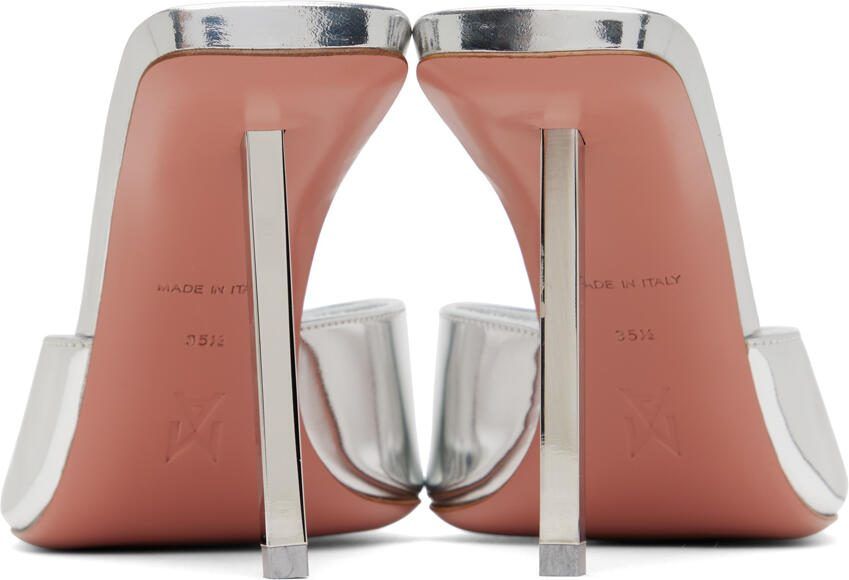 Amina Muaddi Silver Laura Heeled Sandals