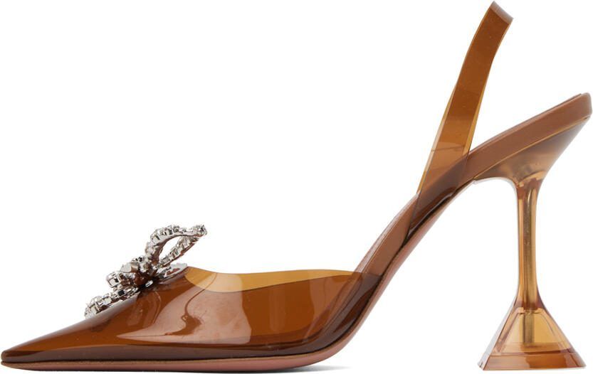 Amina Muaddi SSENSE Exclusive Brown Rosie Heels - Picture 3