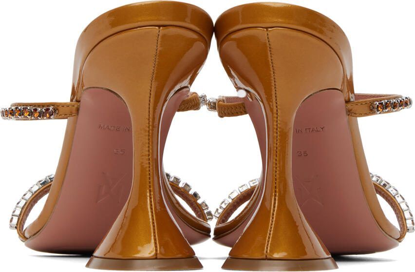 Amina Muaddi Tan Gilda Heeled Sandals