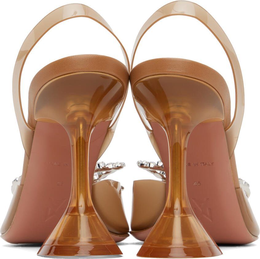 Amina Muaddi Tan Rosie Glass Sling 95 Heels