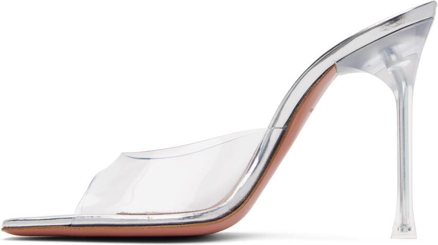 Amina Muaddi Transparent Alexa Glass 105 Slipper Heeled Sandals - Picture 3