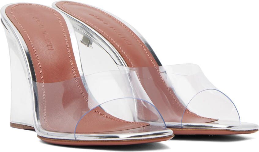 Amina Muaddi Transparent Lupita Glass Wedge Heeled Sandals - Picture 2