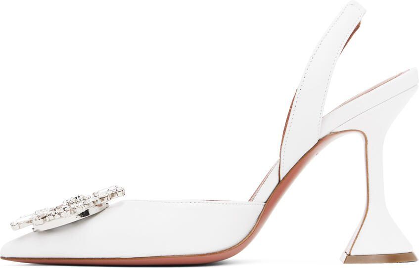 Amina Muaddi White Begum Sling Heels - Picture 3