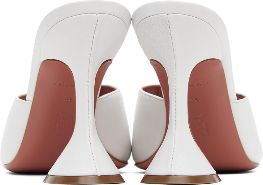 Amina Muaddi White Lupita Slipper Heeled Sandals