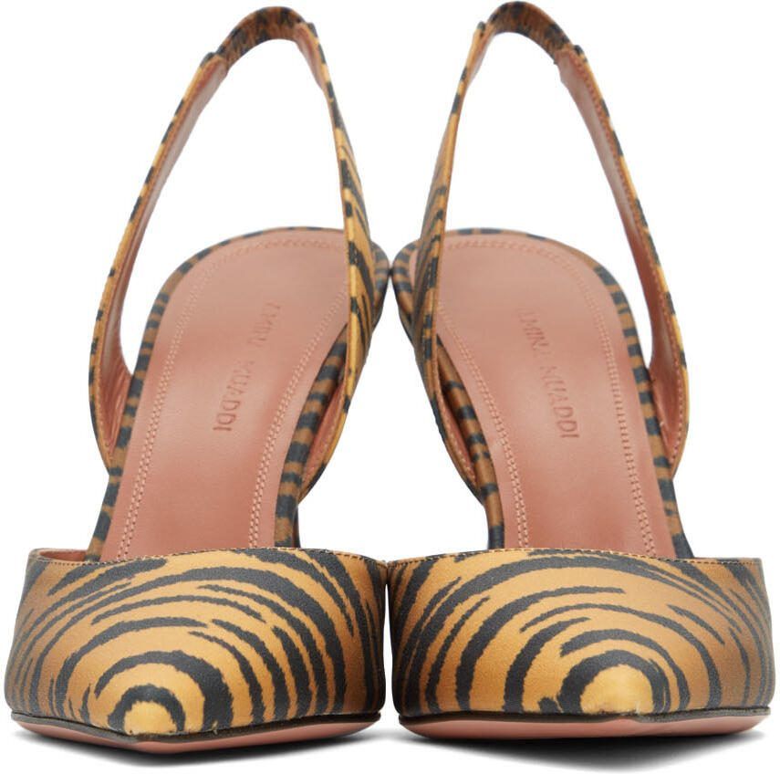 Amina Muaddi Yellow Tiger Holli Sling Heels