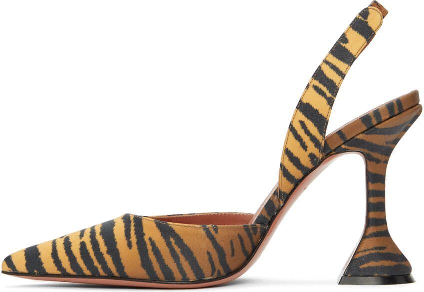 Amina Muaddi Yellow Tiger Holli Sling Heels - Picture 3