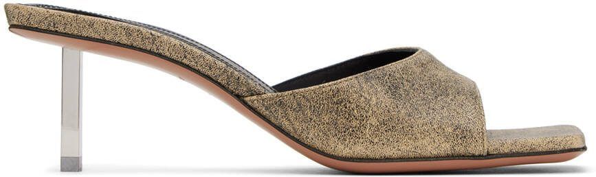 Amina Muaddi Beige  Black Laura Slipper 60 Heeled Sandals - Picture 5