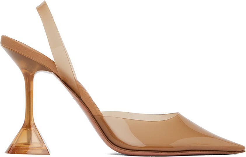 Amina Muaddi Beige Holli Glass Sling Heels - Picture 4
