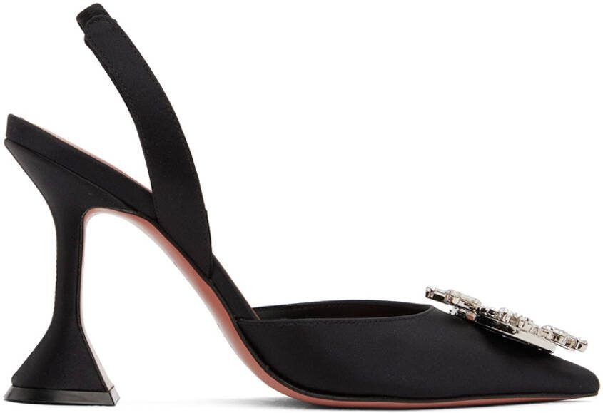 Amina Muaddi Black Begum Sling Heels - Picture 4