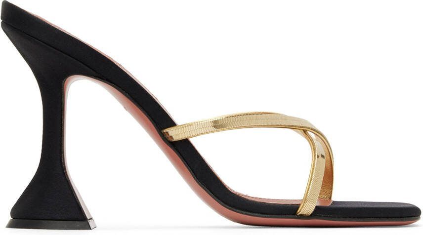 Amina Muaddi Black Henson Cross-Over Heeled Sandals - Picture 5