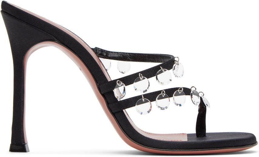 Amina Muaddi Black Tina Slipper Heeled Sandals - Picture 5