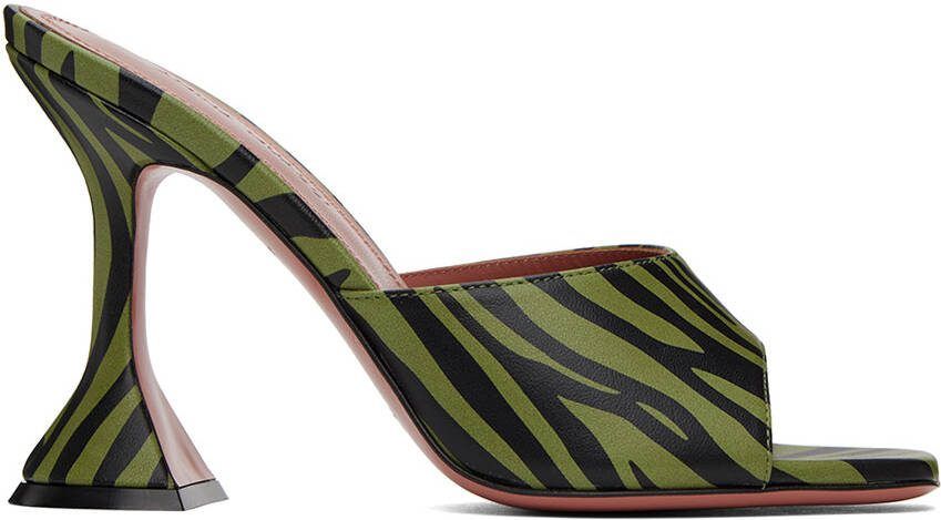 Amina Muaddi Green  Black Lupita Heeled Sandals - Picture 4