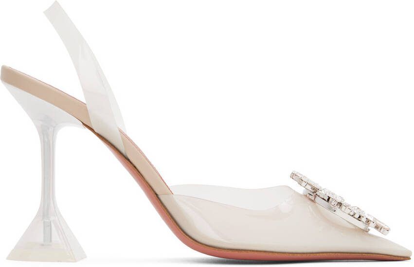 Amina Muaddi Off-White Begum Glass Heels - Picture 5