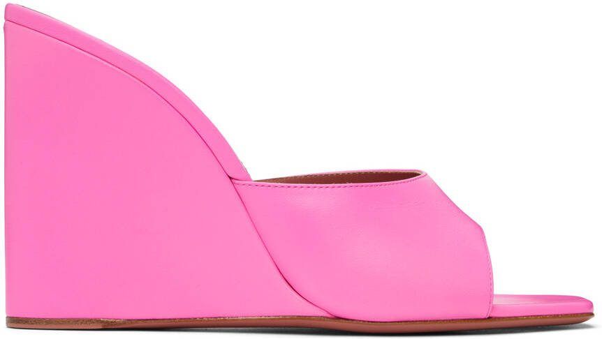 Amina Muaddi Pink Lupita Wedge Heeled Sandals - Picture 4