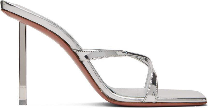 Amina Muaddi Silver Adriana Heeled Sandals