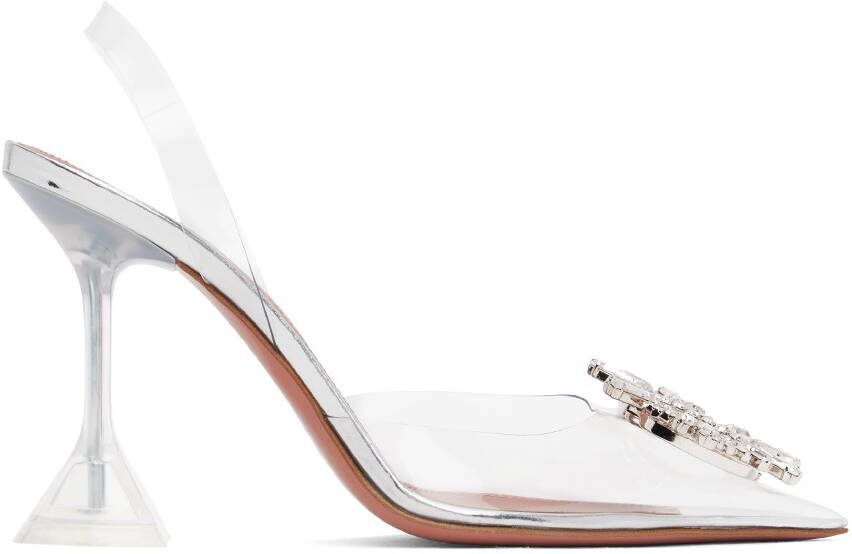 Amina Muaddi Transparent Begum Glass Sling 95 Heels - Picture 2