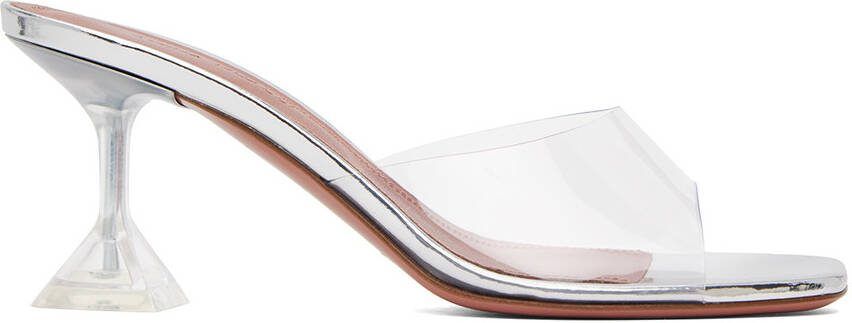 Amina Muaddi Transparent Lupita Glass Slipper Heeled Sandals - Picture 5