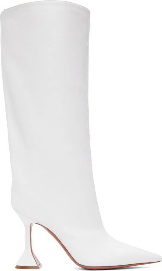 Amina Muaddi White Fiona Heeled Boots - Picture 5