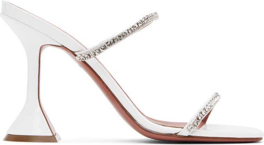 Amina Muaddi White Gilda Slipper Heeled Sandals - Picture 5
