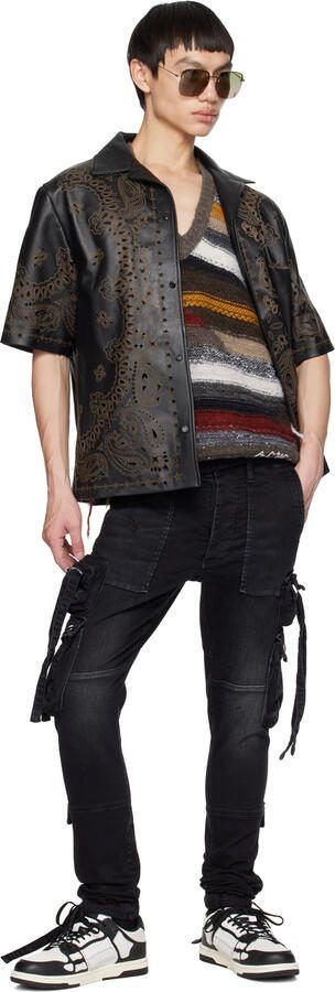 AMIRI Black  White Skel Top Low Sneakers - Picture 6