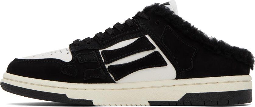 AMIRI Black  White Skel Top Shearling Mules - Picture 3