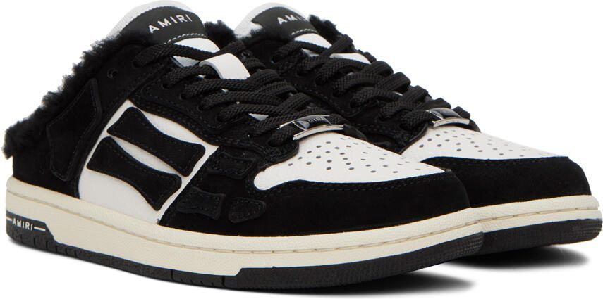 AMIRI Black  White Skel Top Shearling Mules - Picture 2
