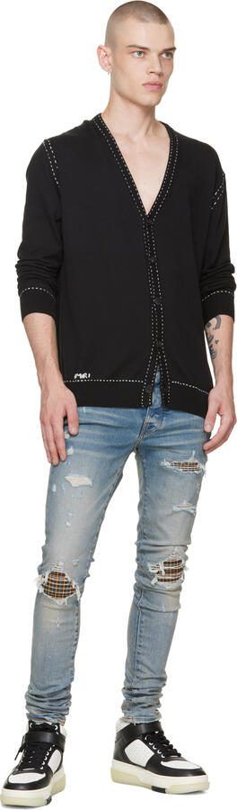AMIRI Black  White Stadium Mid Sneakers - Picture 7