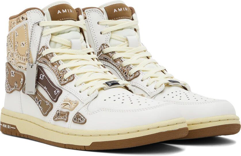 AMIRI White  Brown Skel Top Hi Sneakers - Picture 2