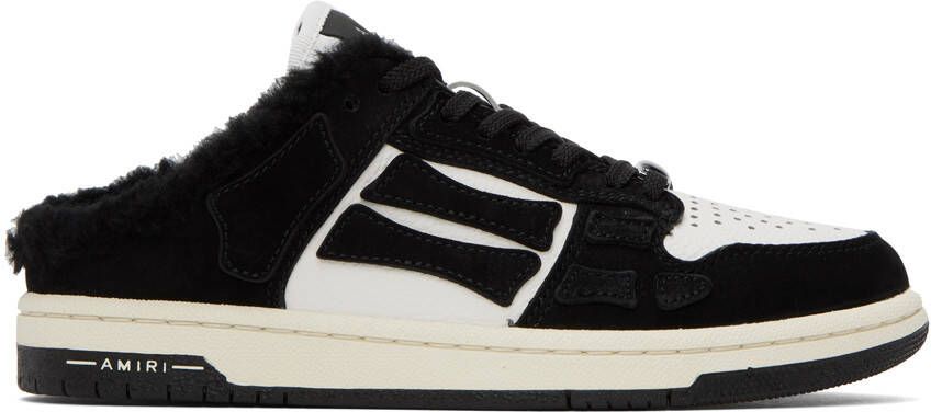 AMIRI Black  White Skel Top Shearling Mules - Picture 5