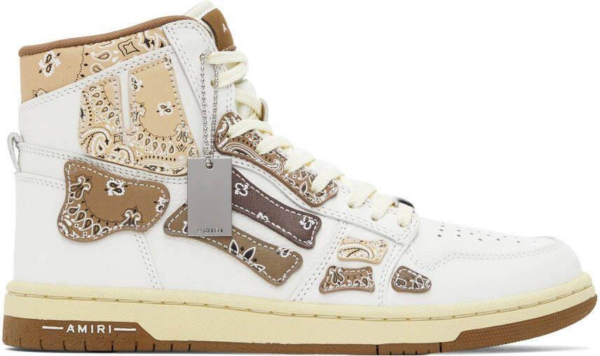 AMIRI White  Brown Skel Top Hi Sneakers - Picture 4