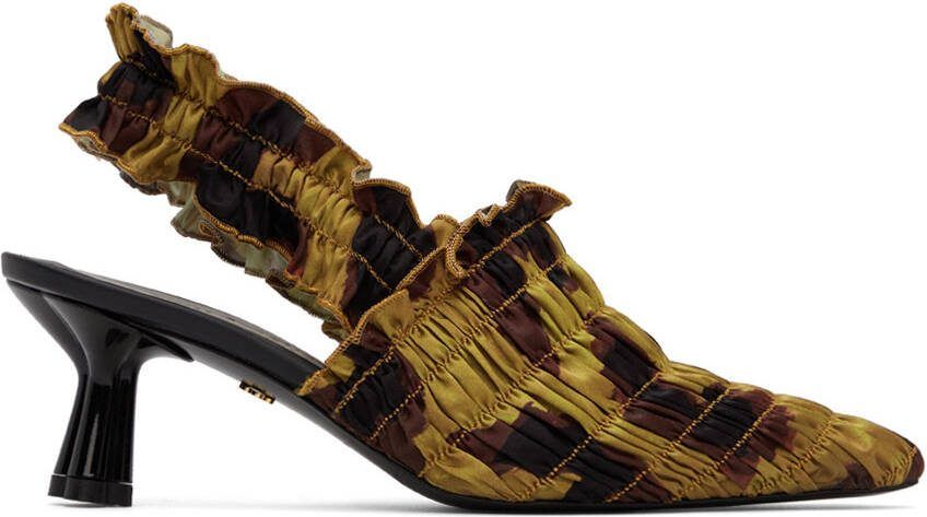 Amy Crookes Black  Tan Garden Slingback Heels