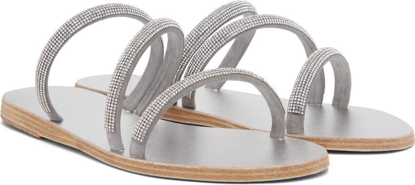 Ancient Greek Sandals Silver Polytimi Diamante Sandals - Picture 2