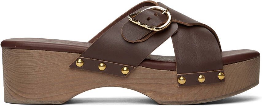 Ancient Greek Sandals Burgundy Marilisa Clog Sandals - Picture 5