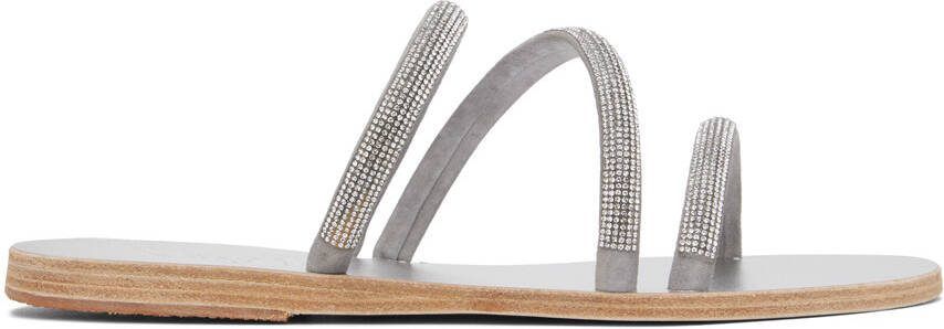 Ancient Greek Sandals Silver Polytimi Diamante Sandals - Picture 5