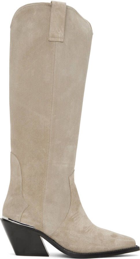 ANINE BING Tania knee-high suede boots Neutrals - Picture 3