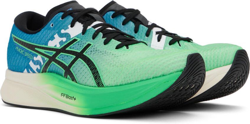 Asics Green  Blue MAGIC SPEED 2 EKIDEN Sneakers - Picture 2