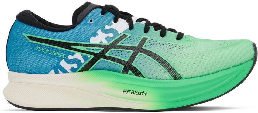 Asics Green  Blue MAGIC SPEED 2 EKIDEN Sneakers - Picture 5