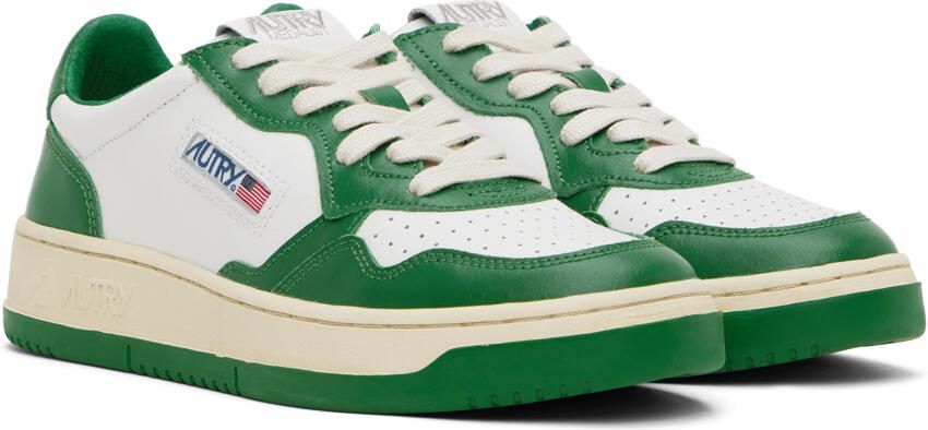 AUTRY Green  White Medalist Low Sneakers - Picture 2